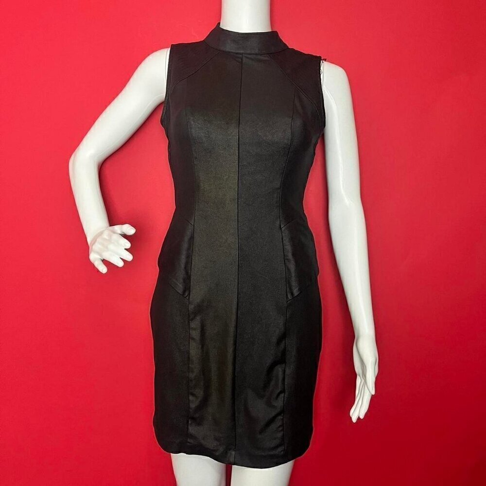 GUESS L.A / Black high neck almost wet look mini dress 🖤🩶
